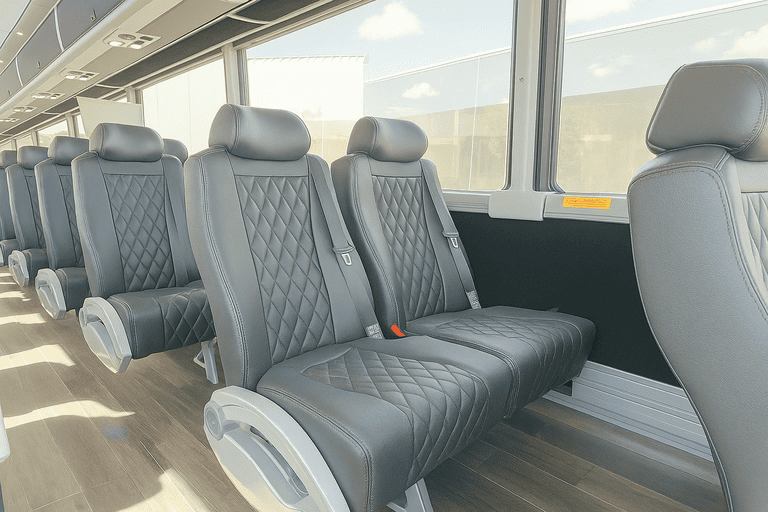 interior of Salem Shuttle Bus Rentals charter bus